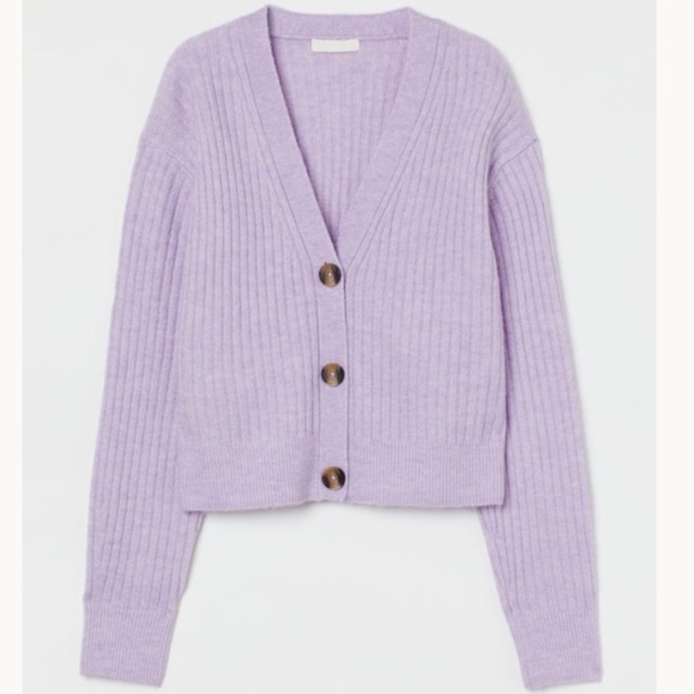 H&M Lilac Ribbed Knit Cardigan Size Small